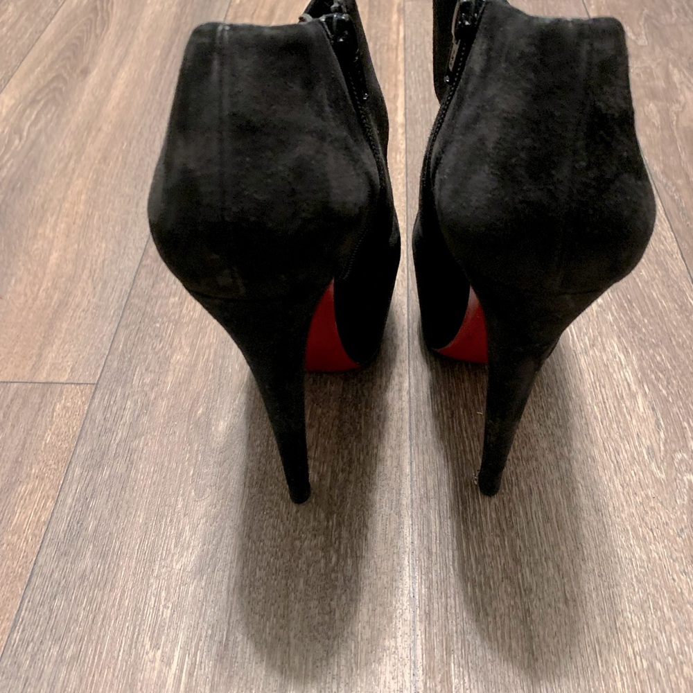 Christian Louboutin Black Suede Booties 38 1/2 - Picture 5 of 12